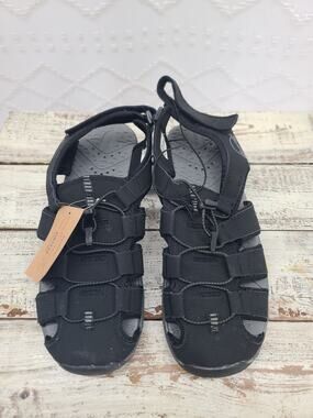 Weatherproof Vintage Men's Black Leather Fisherman Sandals Size 11M